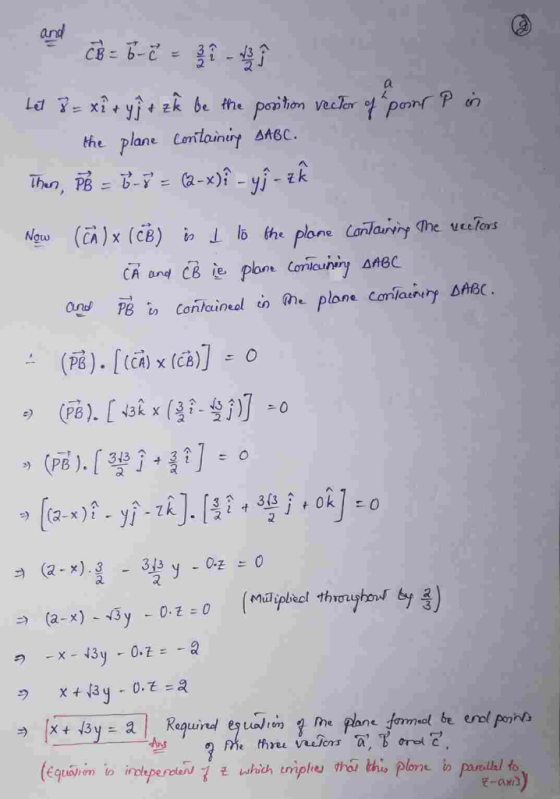 and xi yzk be the vecler of parnt P in Ld Y panthon plane Contlaining AABC. the Thun, PBB--x)? - yf- tk Now (Ch)x (CB) i lo t
