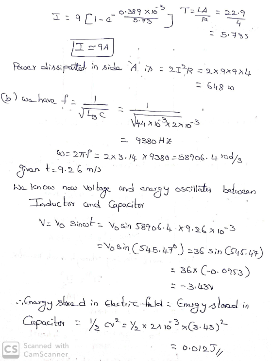 -3 O389 x10 5.73 T= LA = 22:9 I : q 9A Feioar cissipatad 21R2X ga9x4 have f (b) Goa -3 9380 H lad/s Go 27f 2x 3, 1 x 9380 -5