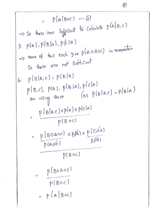 ie To Calculale => none of this each give plAnBnc) in Nomeato So Ihese ai not Soff.Cient ple.cl, pla), ple iA), pícla) 8,c