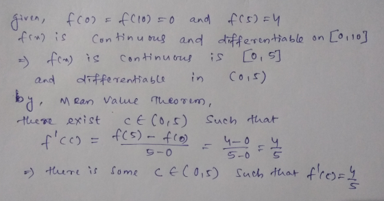 fC10) fcor 5: (w Con tinunug and differentiable and -0 1 Continurus Cois) in differentiabLe and M Ran Value Theovem, cE Cors)