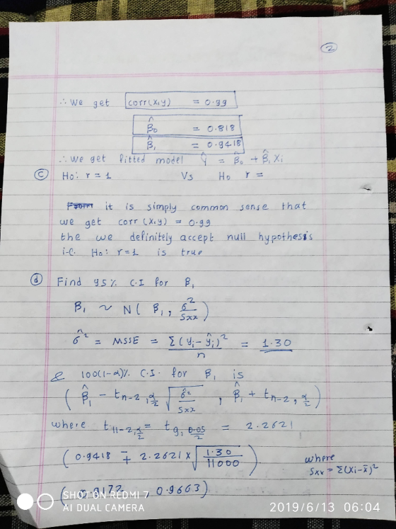 we get =0.99 COTT XY O.818 0.9418 itted model We get Ho rL Vs Ho is simply it that FromT sense Common we get COrr CXiy) defin