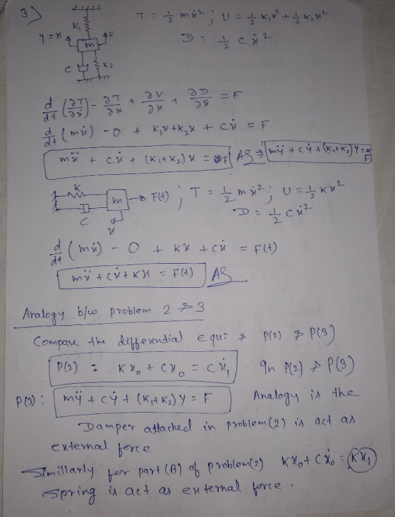 =L K 3 4 F m cH3K2 d EF Le - ciF 2 T= 2 mi FH) 2 d(mi) K +C = FU) my 4cvtKY = FA) A Aralogy blw problem 2 3 Aithexndia eq Com