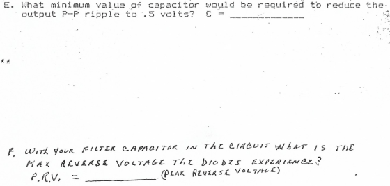 E. What minimum value of capacitor would be required to reduce the output P-P ripple to .5 volts? C OLu