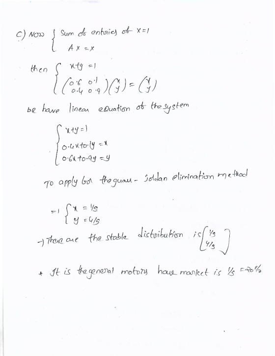 e have linea eDuation of the Syste eiminabn 15 -)Fed ae the stable dictoibution isf⅓ nea mo