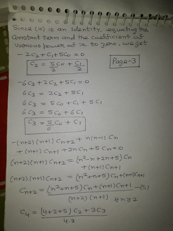 sincQ (4) is an dentity. aguating the Constent toim and the caossicient os od ㅈto 22ho / a0.9见七 4.3