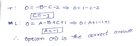 -B-C -2 → ○ニ 0ニ|ーC-2 C-1 L A-BtC aswer option is the corvect