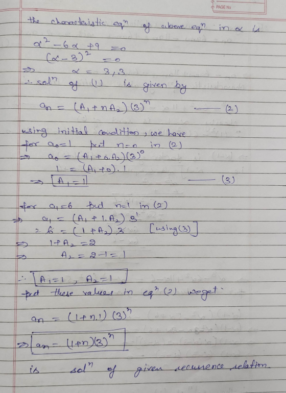 PAGE No the aiboe ea -6 a 9 ZO Cac- 3)2 iA given hy LALTNA) (3 (2) sing initial Coualttion coe hasce n-o CAto) (3) fer a4-6 C