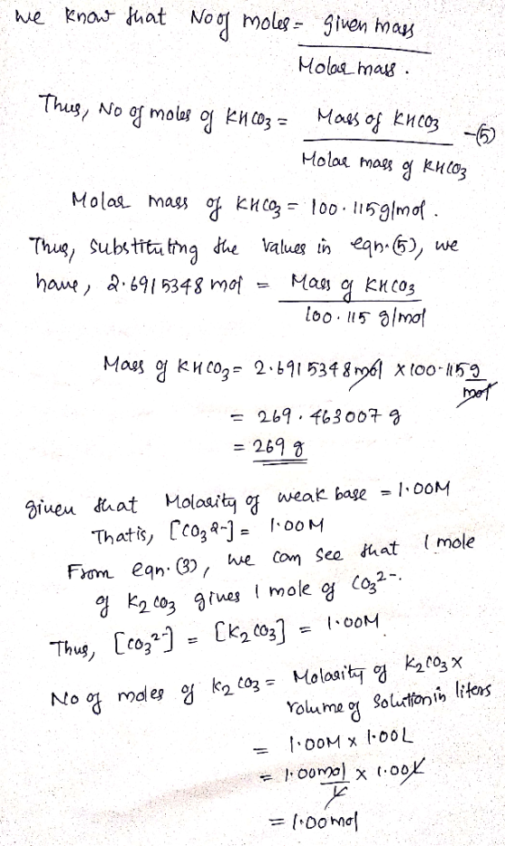Kna hat No o Moleg wie given may Molas mas No Maes of knco3 Molaa mags kHlo3 Molas mags 100 5gmof Thu, substita timg dhe valu