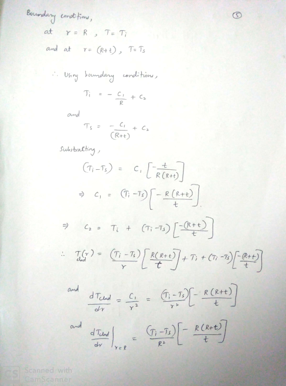 at r=R,T-T; cendi ton CR+E) 七 -(R+ t d Tand R2. Scanned wit