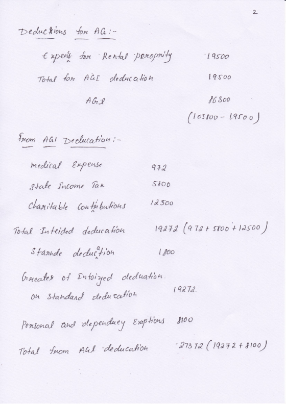 2 Deduc kions ton AG 建9500 9soo 63o0 AG Declacation medical Enpense State mtome ak 972 S800 Total Inteided deduca fHon Starhd