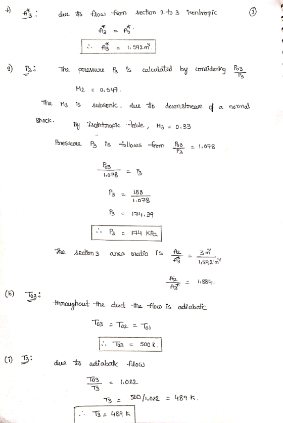 du오 to flow -from sechơn 2 to 3 Isentropic ·丹 Tre ponure B s calculated by crnaldring Paa the M3 s subsonic. due do doonsneam