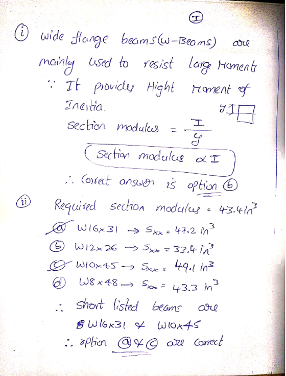 wide flange beamsw-3eams) used to resist la Honent re mainy Tt povidy Hight roment of Ineitia Section modulus (Section modulu