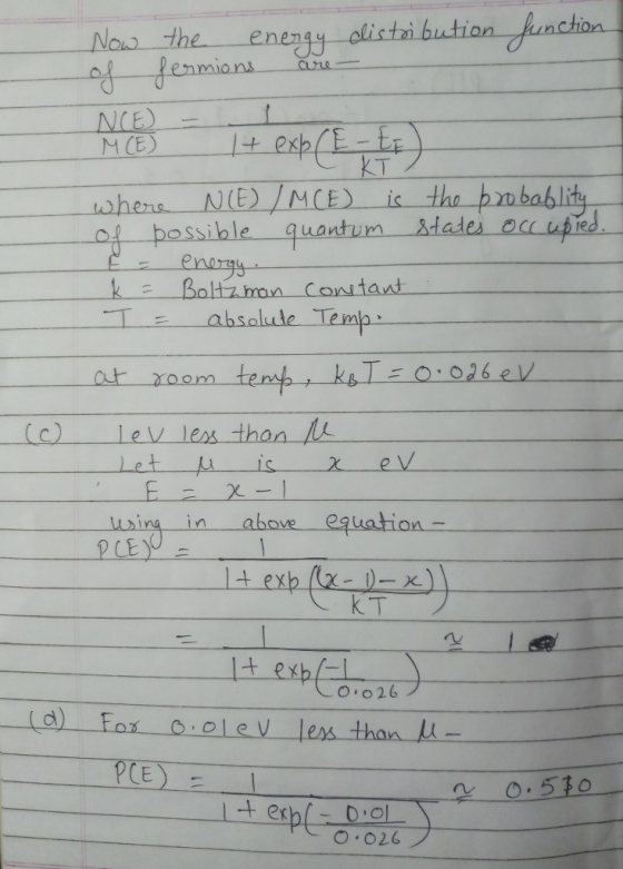 nction enmions CLL NCE M CE) passible quantum sdades ocuupted enorgy absolute Temp (c) l eV les than in in aboe equation KT F