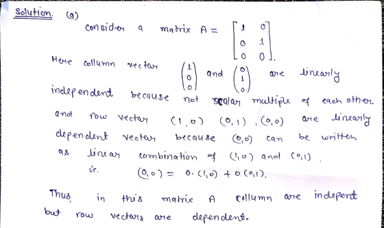 mahix A = consid-er ane Qmd 0 independent because not qla거 much рф lpla 여 each other Cam dependent veetely be cause Co Thub o