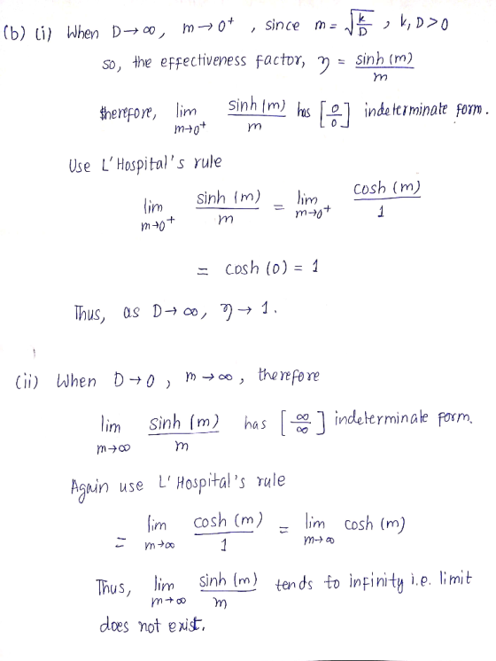 so, the effectiveness factor, ) - Sinh (m therefore, limat Sinh1mUn [의 indeerminate Form Use LHospitals rule irm z Cosh (o)