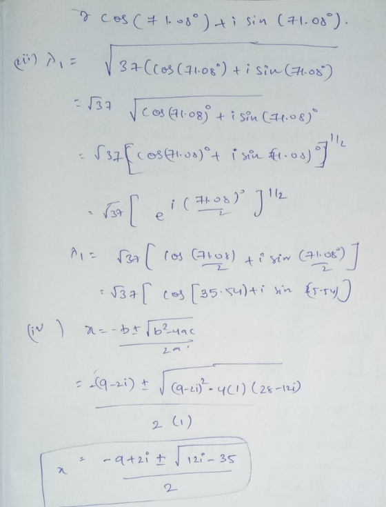 くC41.08°)+i sin C41-08°). Cos V 3 a Ccos C108) tisin(孔o8) - Ba es (to8) isin Ct08) osos)tis fos) 1(2 C e a-Li -at2i t 12-35