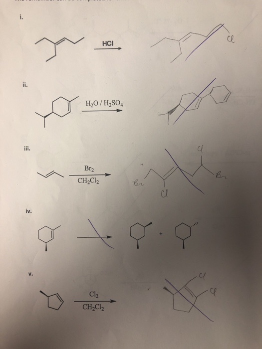 ce HCI 2/H2SO Br2 CH2Cl2 iv. Cl2 CH2Cl2
