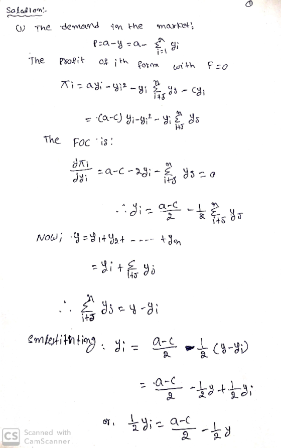 Salatiom market The demand 1on the Pa-ya gi Psofit The Fso with The FOc is arc i+5 Now =a emetitnting = a-C Scanned with CS C