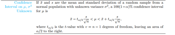 Confidence If č and s are the mean and standard deviation of a random sample from a normal population with unknown variance σ