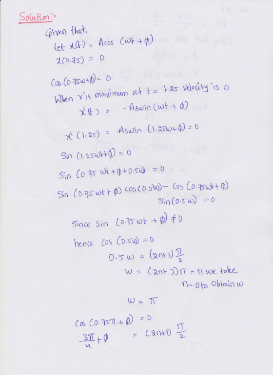 Soluhion piven that, Sin Co.asub + ф+0su o Sn(oswo Since Sin (o 75 wt +p)#0 hente cos Cos) 2- w Cant we take 1-oto Oblain w