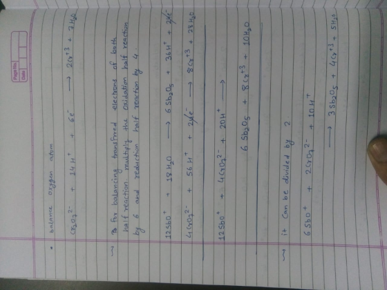 balance Ox gaen etom 3 for balancing tensred elechons of ooth half xeachion muthpl the Oxidation half rcachion by 6 andl redu
