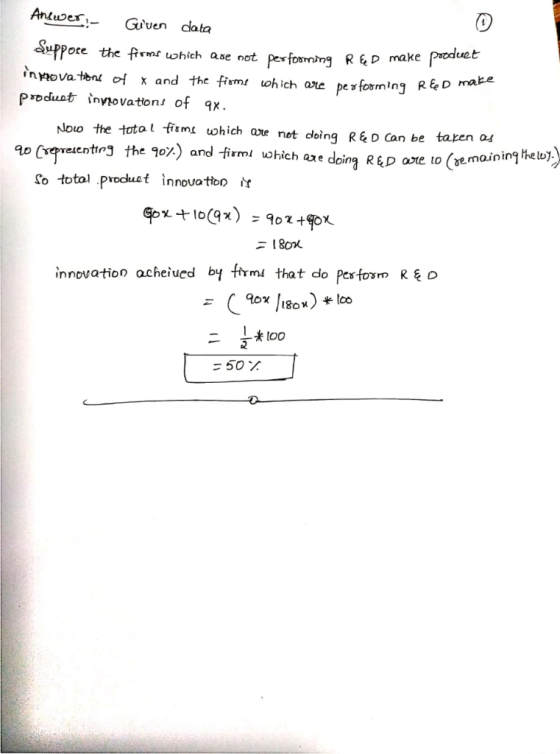 Antuoex,- Given cata appore the fimt uwhich ase not pfong R&P ma inova-tene of x and the fium ohich are pe foming R&D 0 RD m