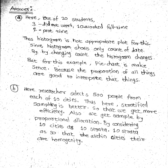 Ansaues Here Dut f 3-did prat time 20 Students wast, 10worked fall-time prot Thus hstogm is Dot appoopoiate pbt for this. Sin