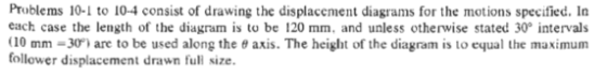 Prublems 10-1 to 10-4 consist of drawing the displacement diagrams for the motions specified. In each case the length of the