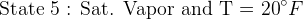 \textup{State 5 : Sat. Vapor and T = 20}^{\circ}F