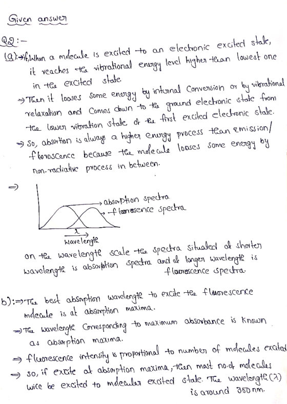 iven answ^) (g):プCWhana mdecule is excited-to an elechonic excled s bralional enugy level highen -tean lowest one in tea excl