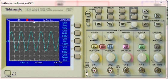 Tektronix oscilloscope-XSC1 SAVE/RECALL MEASURE Tektronix TDS 2024 EIATNOSCILLOSCOPE 200 MEASURE CH2 Freq 1kHz CH2 Pk-Pk M Po