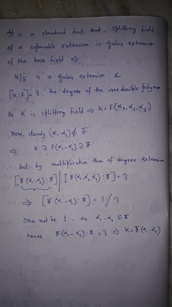 4tis standard fact, that alois RKtension of a separableextension is of the basefield K1F alois extension IS a the dearee of t