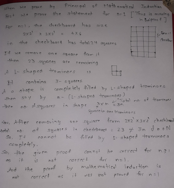 e proveb Prine pafatb emoth col Induetion ale prove the statement for n-1厂Th,sismissing uchon .S n=lr the checl-board has siz