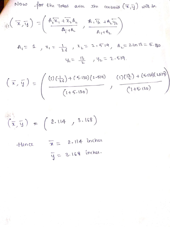 Nlow ou or the total area the cen bid ol b Aレ= 2.ln 13ニ5. 【30 1. 2 C -13 y= (+(5130) (1-514) 5.130( 151 26 1+5.130 5.13o 2.
