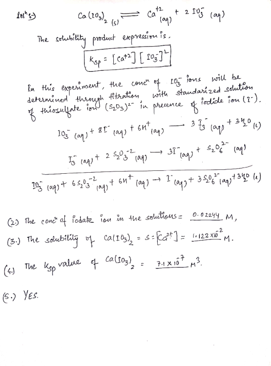 2 The stuubl detrined 10 t S, 0 6503 (3-) The solubi -.122 xi0 q.ca (1%) k〈o valne· TI e S) Yes