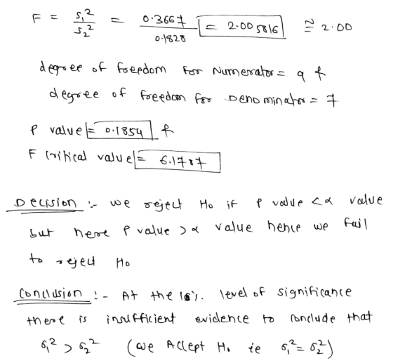 200 2 o0 2 dee of Fedom F Num esao q d egjsee vale 854 Lu hevaue >< Value heh we Fai| Conuusion- At the s level .gifce thet s