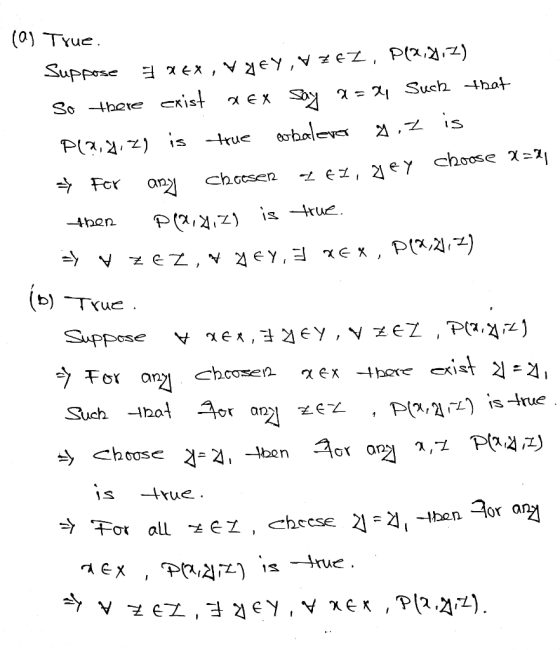 (a) TYue (zRx)d za z A AaR A xax E Suppose Such -that a€х So here crist dobaleves Pla,2, ) is rue For an P(, is -true. 4hen