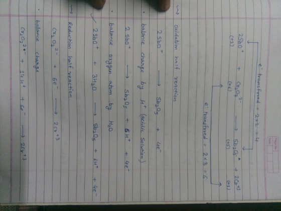 Guns C6) oxidation half seaction Sb205 (acielic Solutian 2 Sbot balance oxygun atom by Hao Reduchion half reachion 2 balonce