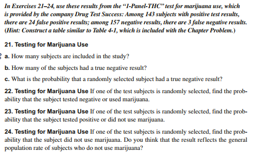 these results from the 1-Panel-THC test for marijuana use, which is provided by the company Drug Test Success: Among 143 su