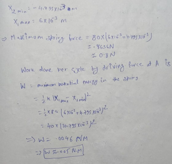 6X 10 m X an Maeimu sprirg force 80x(6x5516 二,963(N 0 8N Work dlane per Sele b driving frce d A is manum potntil ererd in the