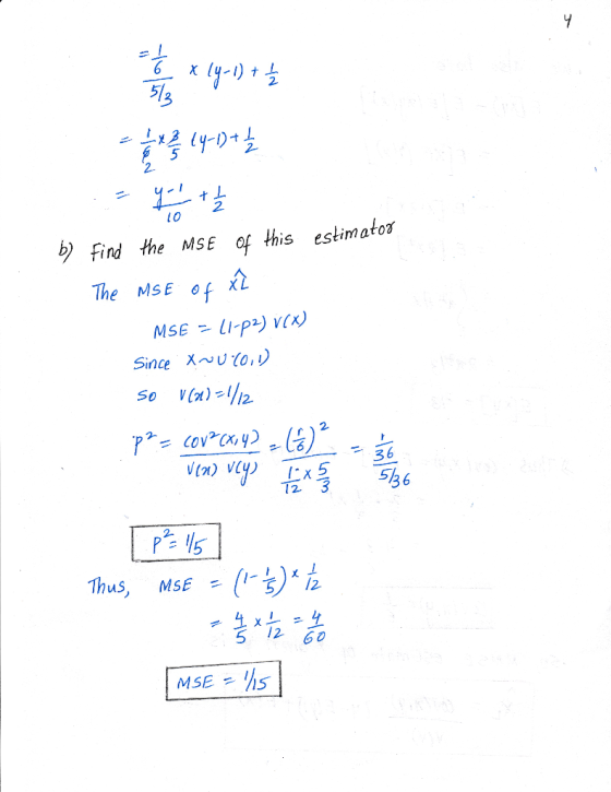 57 3 2- lo ) find the MSE of his estimator The MSE of XL Since Xuto,v =(-s Thus, MSE ζ, 12-60