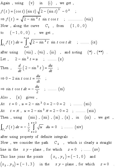 Again , using (v) in (i) . we get t ) = (cos t) (sin t) 2-(sin อั -0 (vi) →f(t)=J2-sin 2 tsin t cos t ; V111 Now , along the