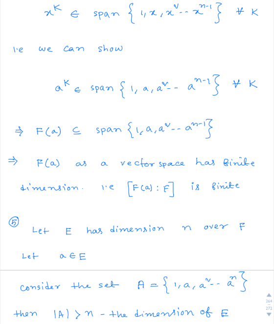 ) -u 7 I --1 K span show Can we e K span a a , {a,a F Ca) C span 21-u has Binike ve cfor space FCa) ginite le OVeY has dimen