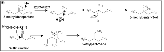 H+ CH CH H2SO4/H20 CH2 H2C H2C он CH H2C CH 3-methylidenepentane 3-methlpentan-3-ol HOH )CH3-CH-P2h3 CH H2C CH H2C H3C H3C 3-