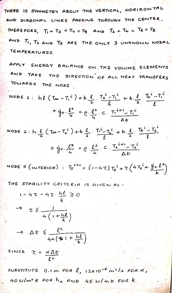 THERE IS SYMMETRY ABOUT THE VERTICAL, HORIZON TAL THE CENTER PASSING THROUGH AND DIAGONAL LINES THERE FORE, T,- T3 = T, - Te