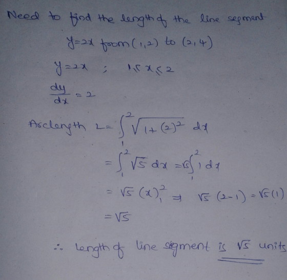 Need to tod the langth d the line sepment Na 2k( 12 dy dp nxclangh LeV 14 d =VS units Langth line sement