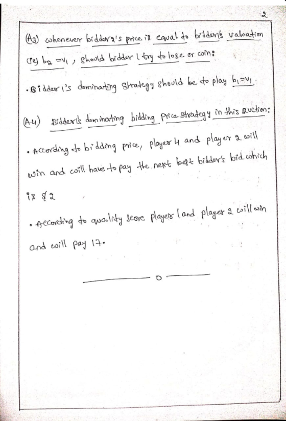 A3) cohenever bidderas price. i caval t biddans vawation (Se) ba =v ghould biddar try to loge or coin dominating Shrategy sh