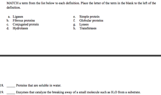 MATCH a term from the list below to each definition. Place the letter of the term in the blank to the left of the definition