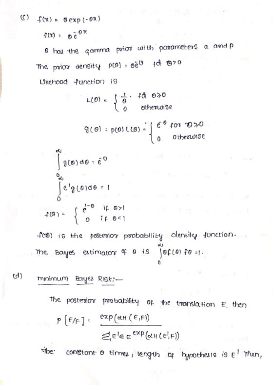 (x0-)dxa (Xx)f () f() a omd p 9 ha the gamma prios wi th pavameters The poio density LIkehood function is f 00 LCO) otherwise