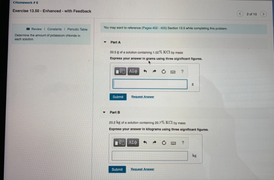 <Homework # 6 Exercise 13.50-Enhanced- with Feedback 2 of 10> You may want to reference (Pages 452- 455) Section 13.5 while c